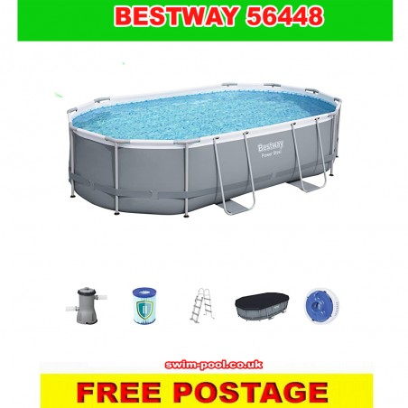 Bestway 56448  Power Steel Above Ground Pool  16ft x 10ft x 42" Oval
